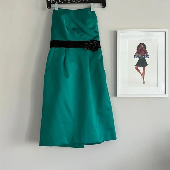 David's Bridal Gold Satin Dress Sz 4 - Picture 1 of 5